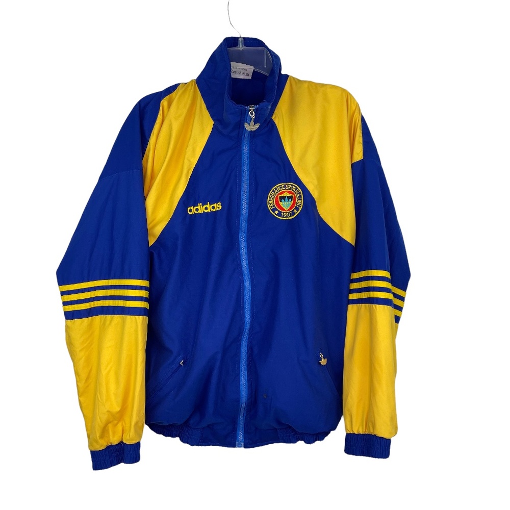Adidas Fenerbache Blue Yellow Long Sleeve Jacket Men's Sz 9 Turkish Sizing